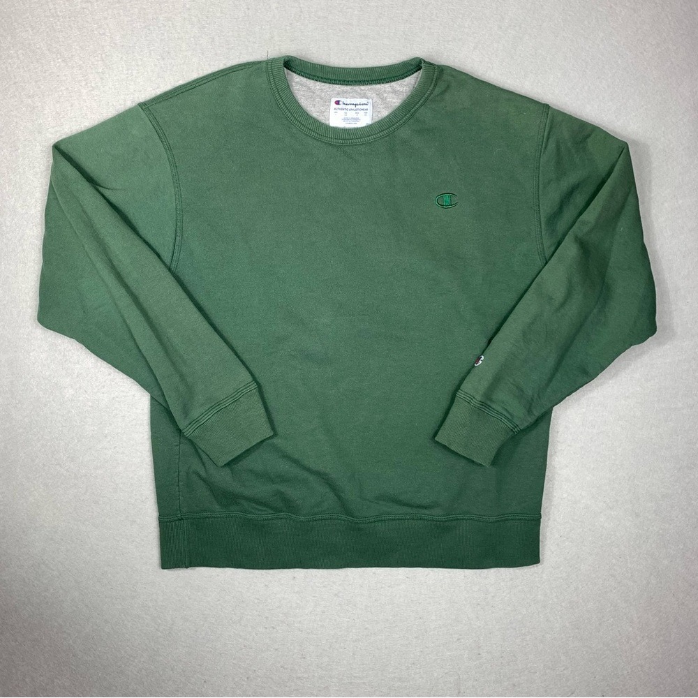 Champion Sweatshirt Mens Large Green Long Sleeve Pullover Crewneck Sweater